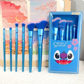 Resim Disney 6 Adet Çizgi Film Güzel Stitch Makyaj Fırçası Mavi Kontür Fırçası Göz Farı Fırçası Kızlar İçin Uygun Hediye 