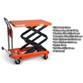 Resim Rolwal 350 Kg Çift Makaslı Kalıp Taşıma Arabası Yük Platformu 