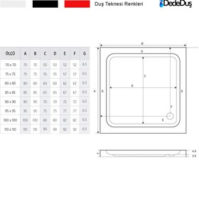 Resim Kare Flat Duş Teknesi | Mod - 75x75 / Siyah / Düz 