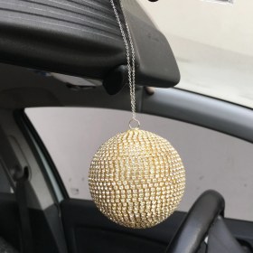 Resim Calperia Kristal Taşlı Disko Topu Dikiz Ayna Süsü Büyük 8cm Altın 