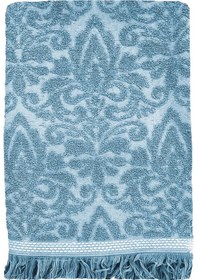 Resim Mira Home Saçaklı Lüks Banyo Havlu Takımı %100 Pamuk Lalezar Mavi 