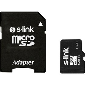 Resim S-Link SL-TF264 64 GB CLASS10 Adaptörlü Micro Sd Kart Bellek 