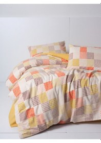 Resim Cotton Box Flanel Nevresim Takımı Çift Kişilik Palm Hardal Görsel 