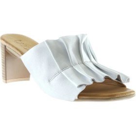 Resim Bueno Shoes Beyaz Deri Kadın Topuklu Terlik 