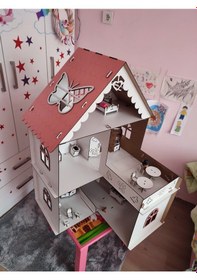 Resim Ahşap Oyun Evi Kelebek Çatılı 