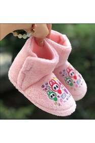 Resim Pandalina Kız Çocuk Panduf Yandan Crtlı Figürlü Panduf Anaokulu Kreş Ev Ayakkabısı Ev Botu 