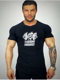 Resim BLACK Train Hard Fitness T-shirt 