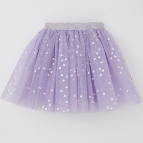 Resim Breeze Kız Çocuk Tütü Etek Simli Kalp Desenli Beli Lastikli 5-10 Yaş, Lila Lila 