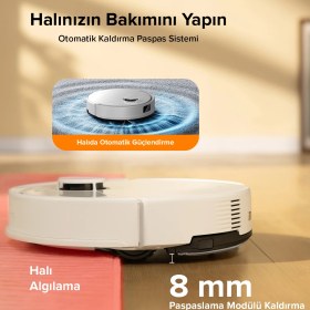 Resim Roborock Q8 Akıllı Robot Süpürge 10000 Pa Emiş Gücü ile Beyaz Sert Zemin Temizliği için Teknoloji 
