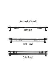 Resim Antrasit Ahşap Rustik Perde Askısı - Raylı Rustik Borusu 