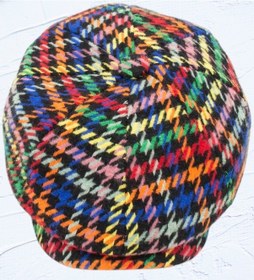 Resim Erkek Kazayağı Desenli Çok Renkli Kasket Şapka Fötr Cp224-r Çok Renkli 