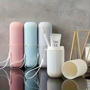 Resim Taşınabilir Seyahat Diş Fırçası Tutucu - Hafif Plastik Diş Macunu Saklama Organizatörü Öpücük Kilidi Kapatma, Islak Mendil Temizliği, Banyoda Tuvalet Malzemeleri İçin Rahat Stil, Seyahat Malzemeleri - 1 Adet 