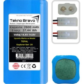 Resim Tekno Bravo (Tefal Explorer Seri 20 Uyumlu) 2600MAH 37,44WH Robot Süpürge Yedek Bataryası 