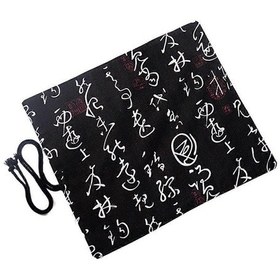 Resim Ganzhoushop 20 Yuvalı Siyah Kaligrafi Baskı Kalem Çantası Dayanıklı Tuval Kırtasiye Tutucu Büyük Kapasiteli Kılıf Boya Fırçası Kalemler Araçlar Kozmetik Fırça Rulosu Sarmasiyah 