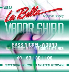 Resim La Bella Vsb4A Vapor Shield Bass Strings Takım Tel Bas Gitar Teli 