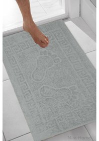 Resim 2 Li Ayak İzli Banyo Ayak Havlusu %100 Pamuklu Renkli 50x70 Cm Menom Gri 
