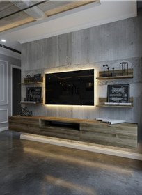 Resim Resital Ledli Duvara Monte Tv Sehpası - Ceviz - W6017-2 Ceviz 