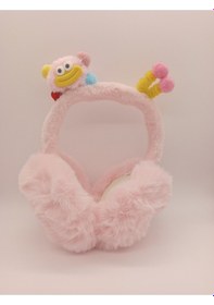 Resim Kervan Pazarı Çocuk Peluş Katlanabilir Figürlü Kışlık Kulaklık Pembe 