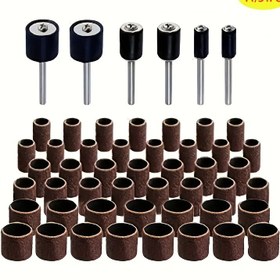 Resim 11/51 parça Zımpara Tamburu Kiti, Matkaplar ve Elektrikli Matkaplar İçin, Kauçuk Tambur Mandrelleri ve Zımpara Bantları Mandrelli Dahil 