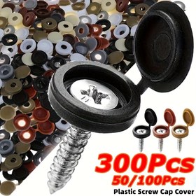 Resim 50/100/300 adet Ayna Tırnak Kapağı Vida Kapağı Phillips Vida Dekoratif Kapak Plastik Kapak 