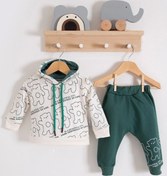 Resim Babydonat Çapraz Bears Kapüşonlu % 100 Pamuk Erkek Bebek Takımı 