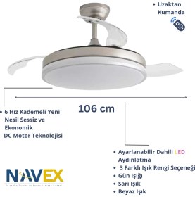 Resim Navex Gizli Kanat Modern Tavan Vantilatörü 107 cm 