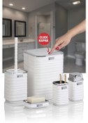 Resim Okyanus Home Luna Beyaz Kromlu Kare 5'li Banyo Seti Beyaz 