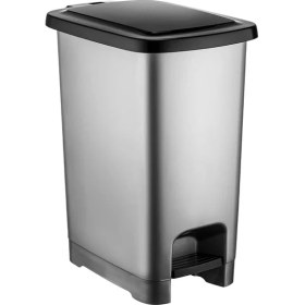 Resim Slim Çöp Kovası Pedallı Gri Banyo Mutfak Çöp Kovası Kapaklı Dış Mekan Bahçe Çöp Kutusu 25 Litre 