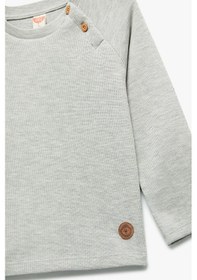 Resim Koton Erkek Bebek Pamuklu Düğmeli Uzun Reglan Kollu Bisiklet Yaka Sweatshirt Yeşil 