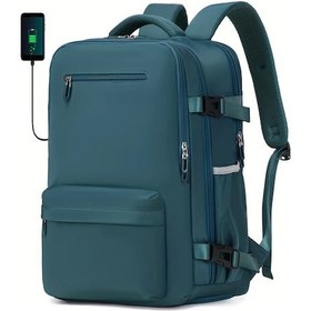 Resim Dream011 Tavuskuşu Mavisi Çok Cepli Büyük Kapasiteli Usb Şarjlı Seyahat Sırt Çantası Tavuskuşu Mavisi 