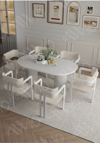 Resim Avvio Anfora Ptt Lake Mdf Ayak 6'lı Tokyo Metal Demonte Sandalye 80x160 Masa Sandalye Takımı Beyaz 