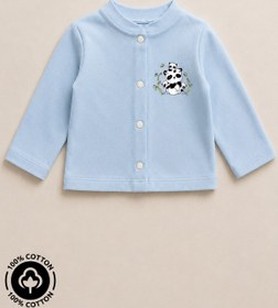 Resim Miniel Unisex Bebek Panda Baskılı %100 Pamuklu 3-12 Ay Mevsimlik Penye Bebek Hırka 