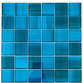 Resim MozaiKristaL Havuz Ve Tüm Yüzeyler Için 48x48mm. Turkuaz-mavi 30x30cm Fileli Kristal Mozaik. (1m2 Fiyatıdır ) 