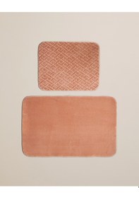 Resim English Home Gridline Kaydırmaz Taban Banyo Paspası Seti 60x80 Cm + 40x60 Cm Somon Somon 