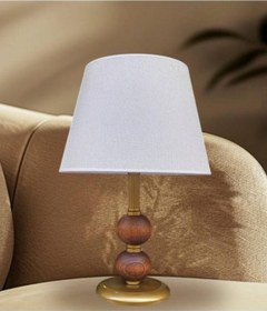 Resim Dual Eskitme Abajur Çift Top Ahşaplı Krem Şapkalı Haki 