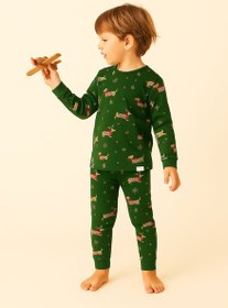 Resim Katia & Bony Çocuk Yılbaşı Temalı Pijama Takımı Yeşil - 8-9 Yaş 