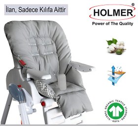 Resim Holmer Leke Tutmaz Organik Max-M Gri Mama Sandalyesi Minderi Ve Kılıfı 