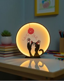 Resim Genel Markalar Sevimli Kedi Figürlü Işıklı Dekoratif Masa Lambası | Çocuk Odası ve Gece Lambası 