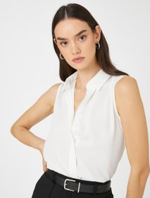 Resim Basic Gömlek Kolsuz Gizli Düğmeli 