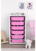 Resim Çok Amaçlı Dolap Pembe 6 Sepetli Pembe 