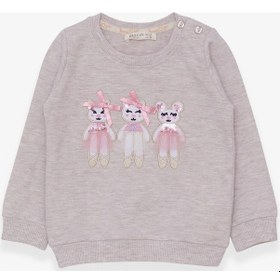Resim Breeze Kız Çocuk Sweatshirt Hayvancık Baskılı 1.5-5 Yaş, Bej Mela (553858199) Çok Renkli 