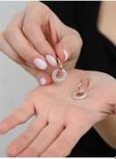 Resim Tesbihane Beyaz Zirkon Taşlı Hulahop Model Rose Renk 925 Ayar Gümüş Kadın Küpe 