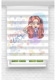 Resim Perdecizade Enxboy Love Kız Dijital Baskılı Zebra Perde-cocuk Odası-stor Perde Pz-2562 Renkli 