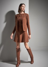 Resim Kloş Mini Kiremit Triko Etek 