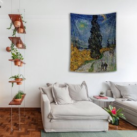 Resim Road with Cypress and Star - Selvili ve Yıldızlı Yol Duvar Örtüsü - 160 cm x 220 cm 