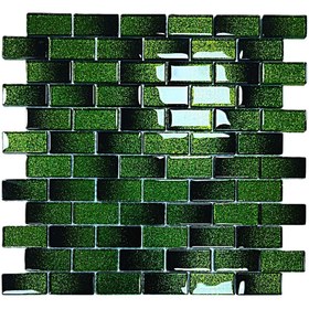 Resim MozaiKristaL Mutfak alnı ve iç dekorasyon için 23x48mm. Siyah Yeşil Sim efekti, 30x30cm. Fileli Kristal Mozaik. 