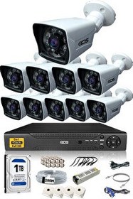 Resim IDS Cepten İzle 10 Kameralı Gece Görüşlü Su Geçirmez 5 MP Lensli 1080P FHD Kamera Seti DS-2021HD-SET10 