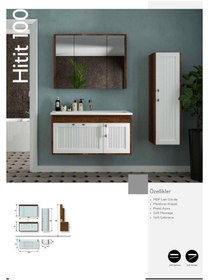 Resim Evros Hitit Banyo Dolabı 100 Cm Boy Dolabı Dahil Beyaz - Kafkas Meşe 