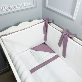 Resim Ekru - Rose Bebek Uyku Seti - Düz Bumper / 75x115 