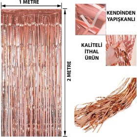 Resim Rose Gold Püsküllü Kapı Perdesi 